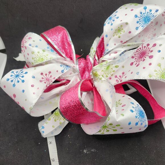 Hand Crafted Pink and White Decorative Bow - Picture 5 of 6